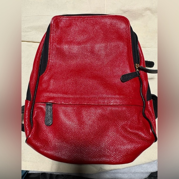 Vibrant Red Men's Leather Backpack